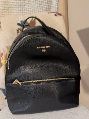 Michael Kors Black Leather Backpack Purse